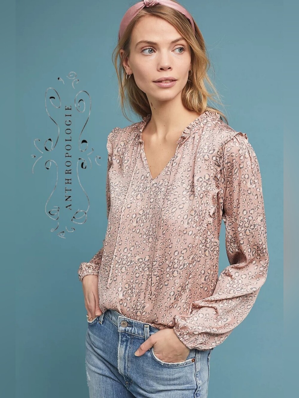 Dolan Blush Pink Leopard Miramar Blouse for Anthropologie